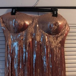 Sequin baby doll strapless top